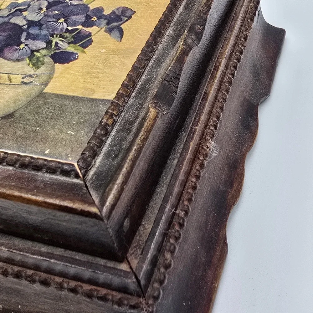 Vtg Antique stunning‎ wooden trinket Jewelry box from the 1920s-1940s Floral